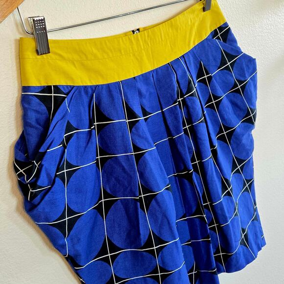 100% cotton retro pocket knee length graph skirt 1980s - Picture 2 of 4